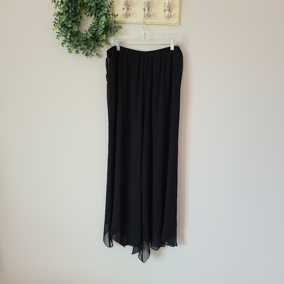 Alex Evenings Pants - ALEX EVENINGS Palazzo Pants Wide Leg Black Sheer